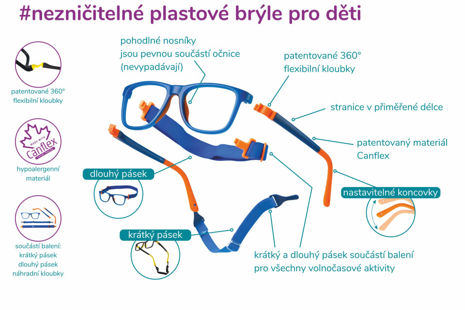 nezničitelné plastové brýle pro děti